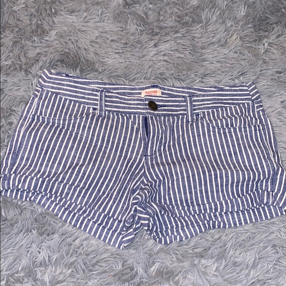 Blue and white striped shorts